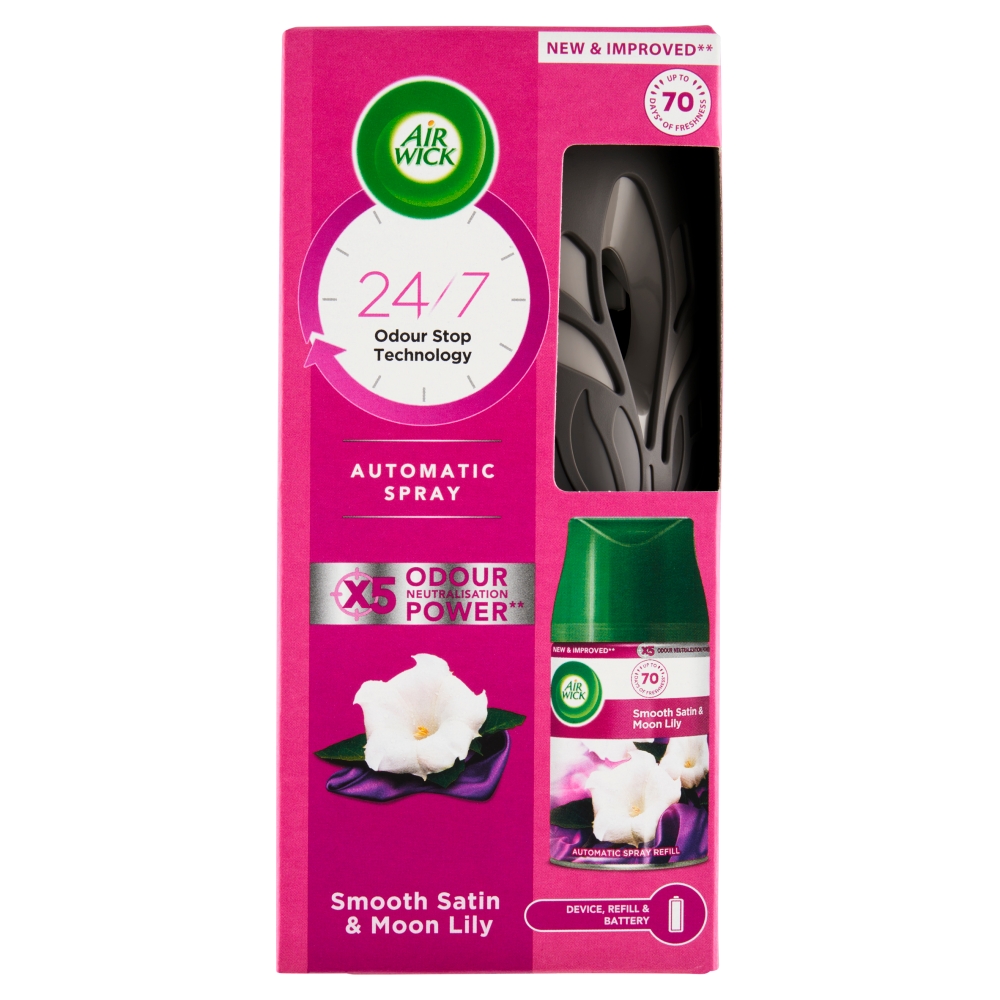 RB (Hygiene Home) Czech Republic Dozator Air Wick Freshmatic + reumplere 250ml parfum fin satin și crin