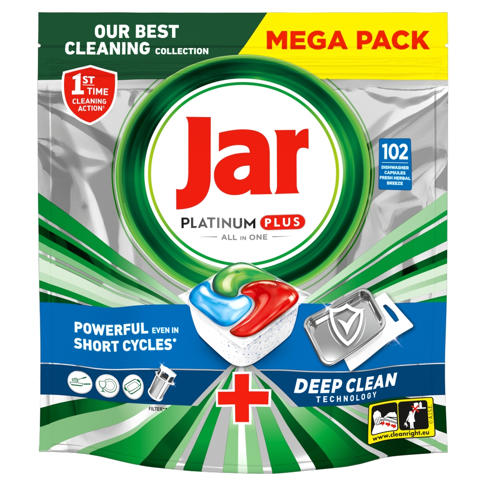 Jar Borcan Platinum Plus Blue Deep Clean tablete pentru mașina de spălat vase 102 buc