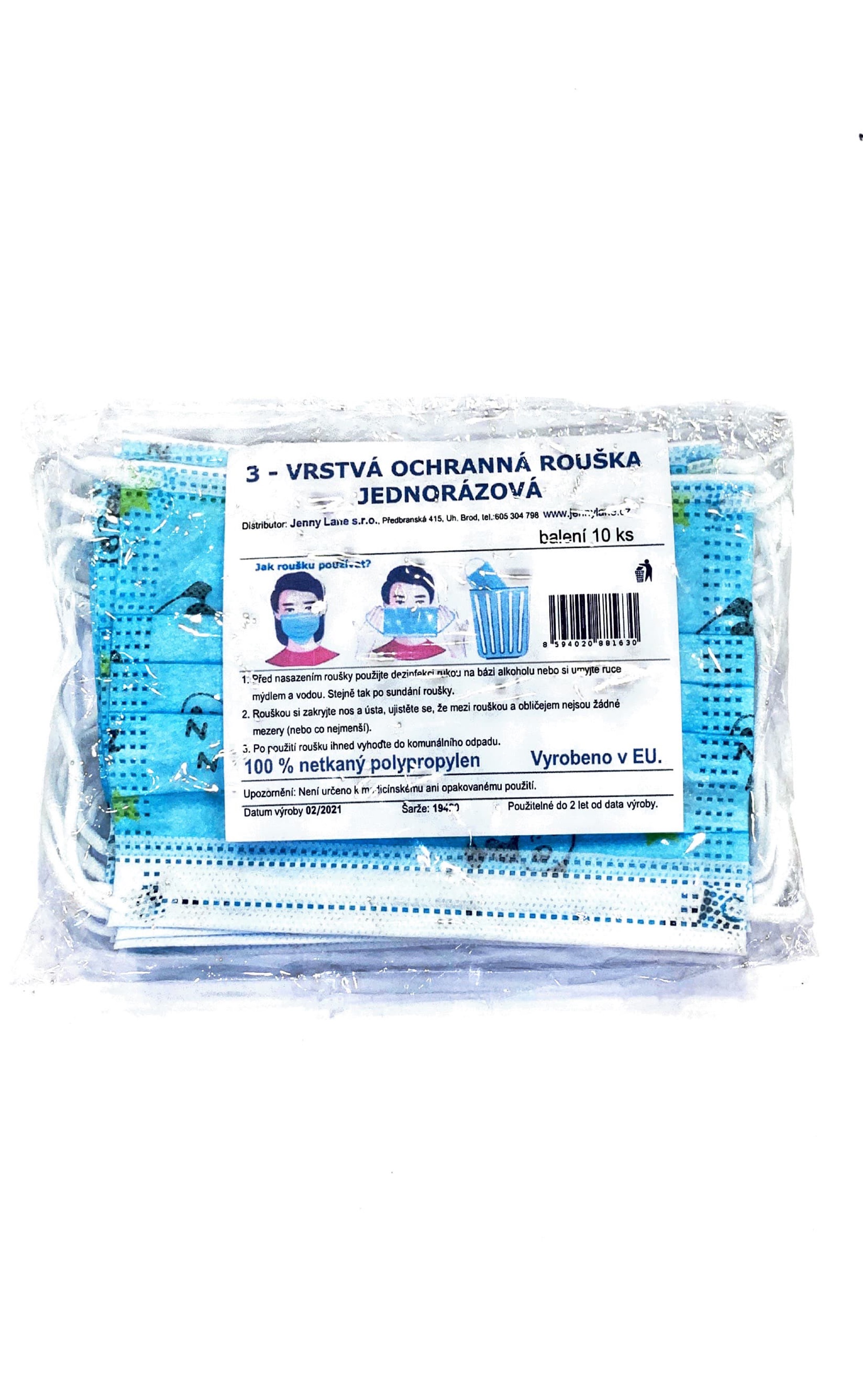 Mască albastră pentru copii, 10 buc.