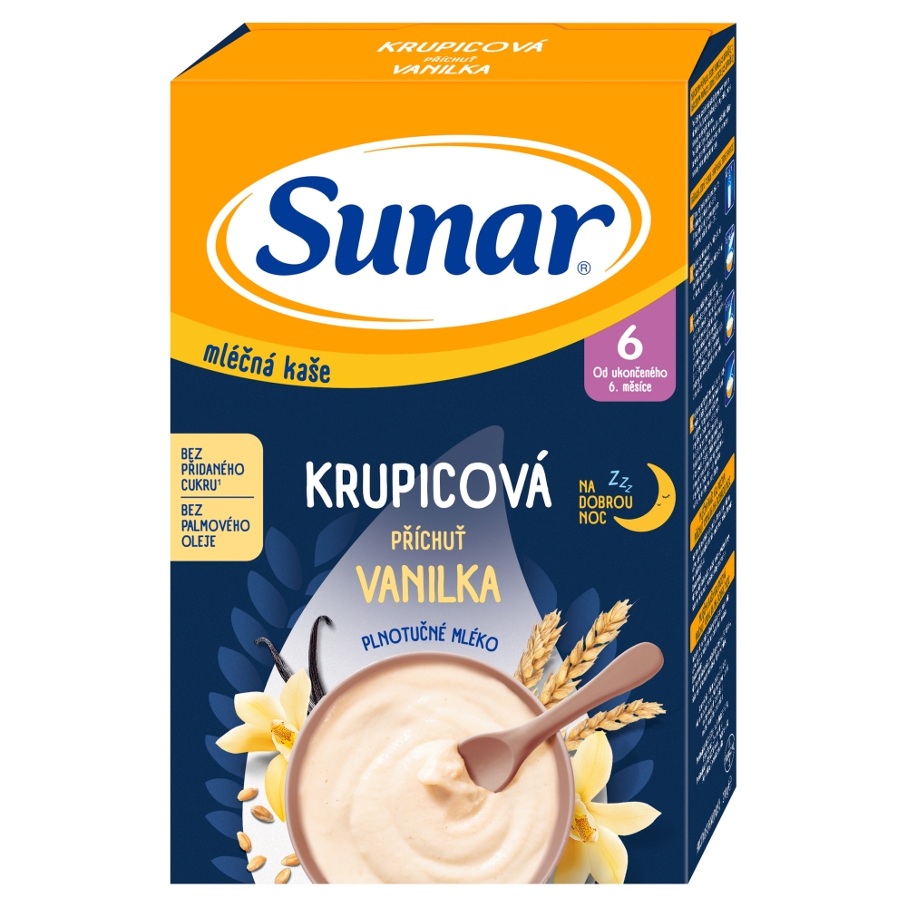 Terci de lapte Sunar 210g crupă vanilie 6 luni+