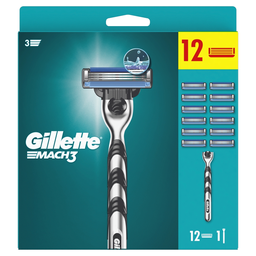 Gillette Mach3 12 buc + aparat de ras Mach3