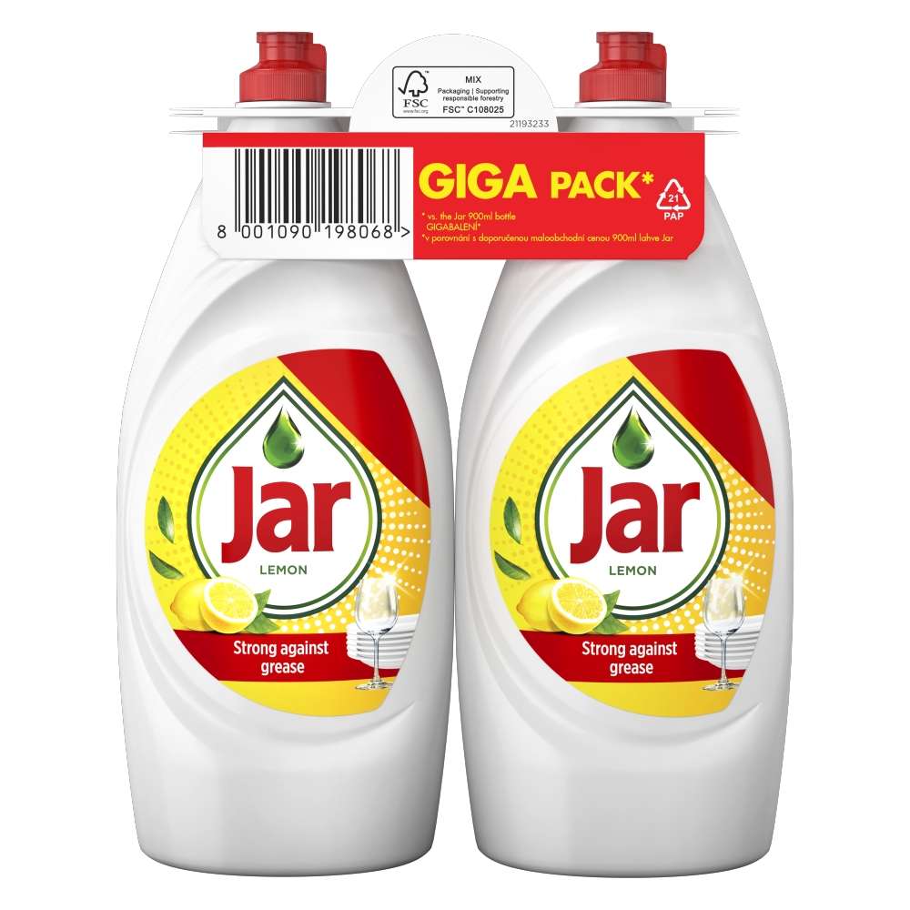 Jar Detergent de vase la borcan Lămâie 2 x 900 ml