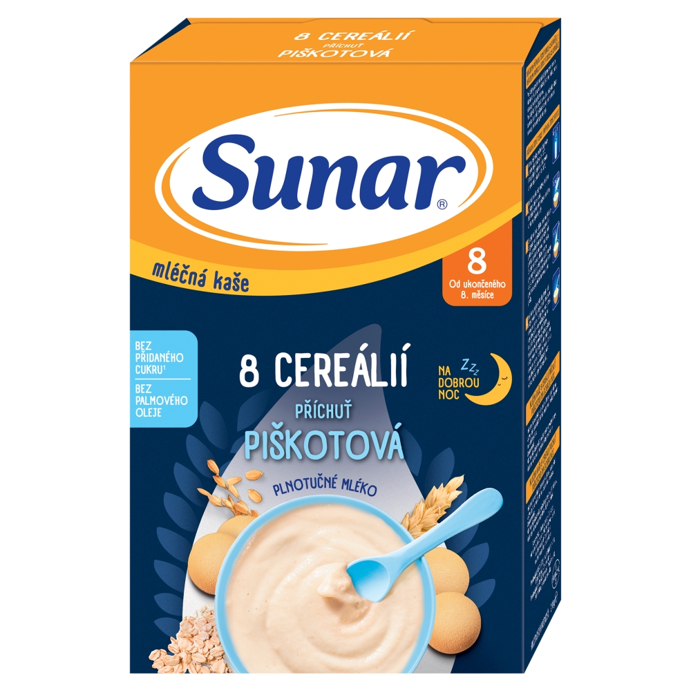 Terci de lapte Sunar 210g 8 biscuiți 8 luni+