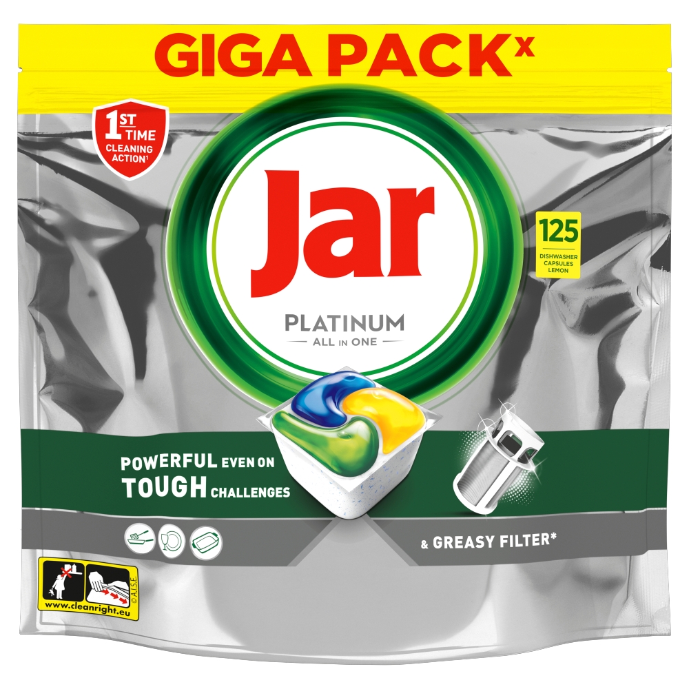 Jar Borcan Platinum Tablete pentru mașina de spălat vase 125 buc.