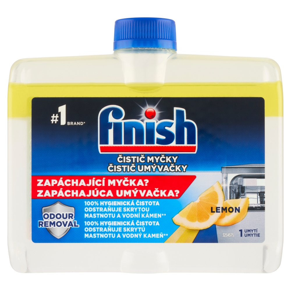 Soluție de curățat pentru mașina de spălat vase Finish, cu lămâie și strălucire, 250 ml