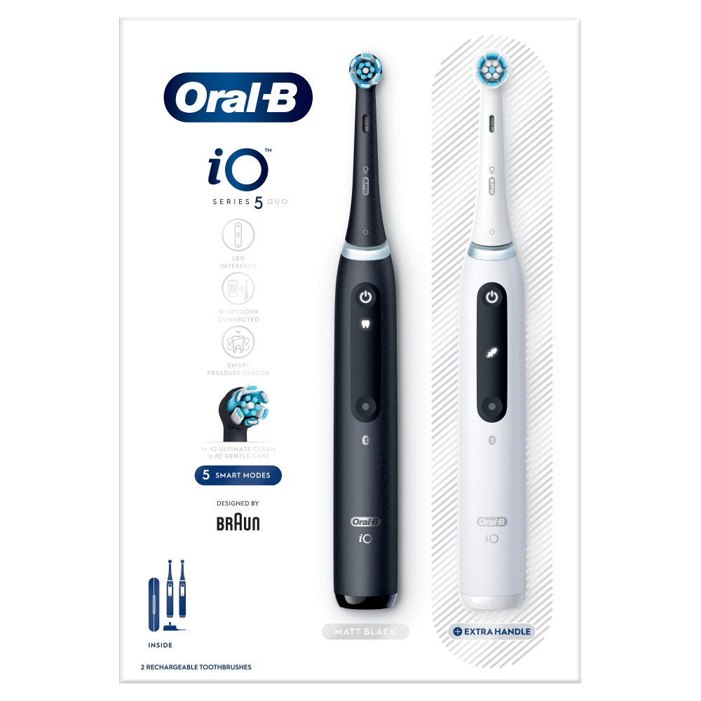 Oral-B Periuțe de dinți iO Series 5 Duo Negru/Alb (2 periuțe)
