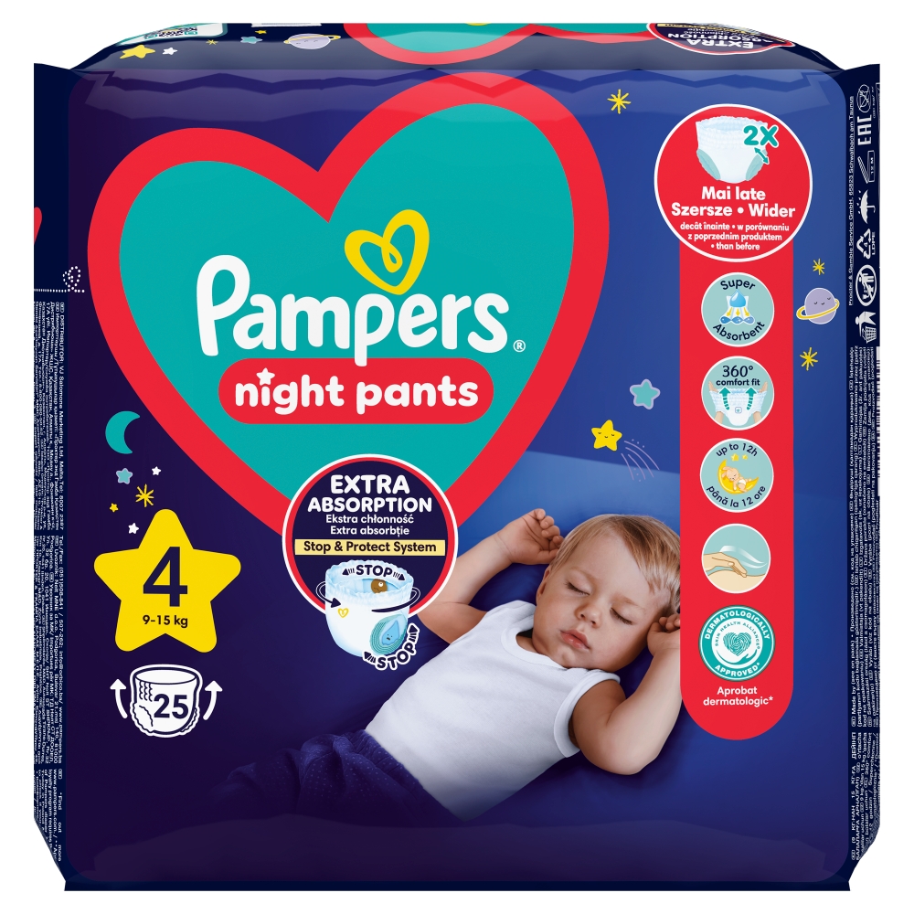 Pampers Scutece Night Panty mărimea 4, 25 bucăți