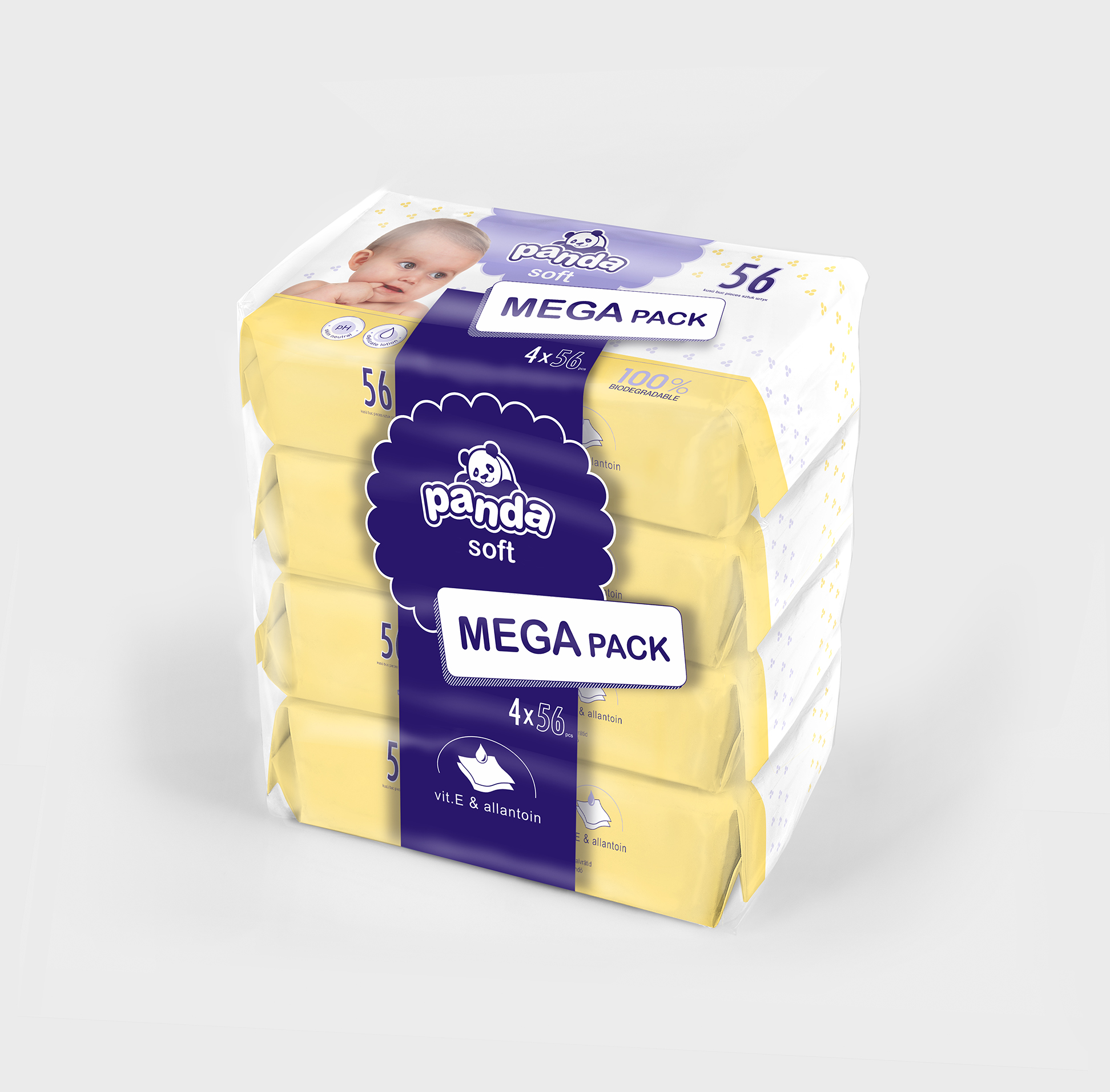Șervețele umede PANDA moi, 56 buc x4