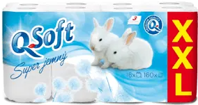 Q Soft Hârtie igienică moale Q (16 buc/rolă) 160 bucăți 3 straturi XXL