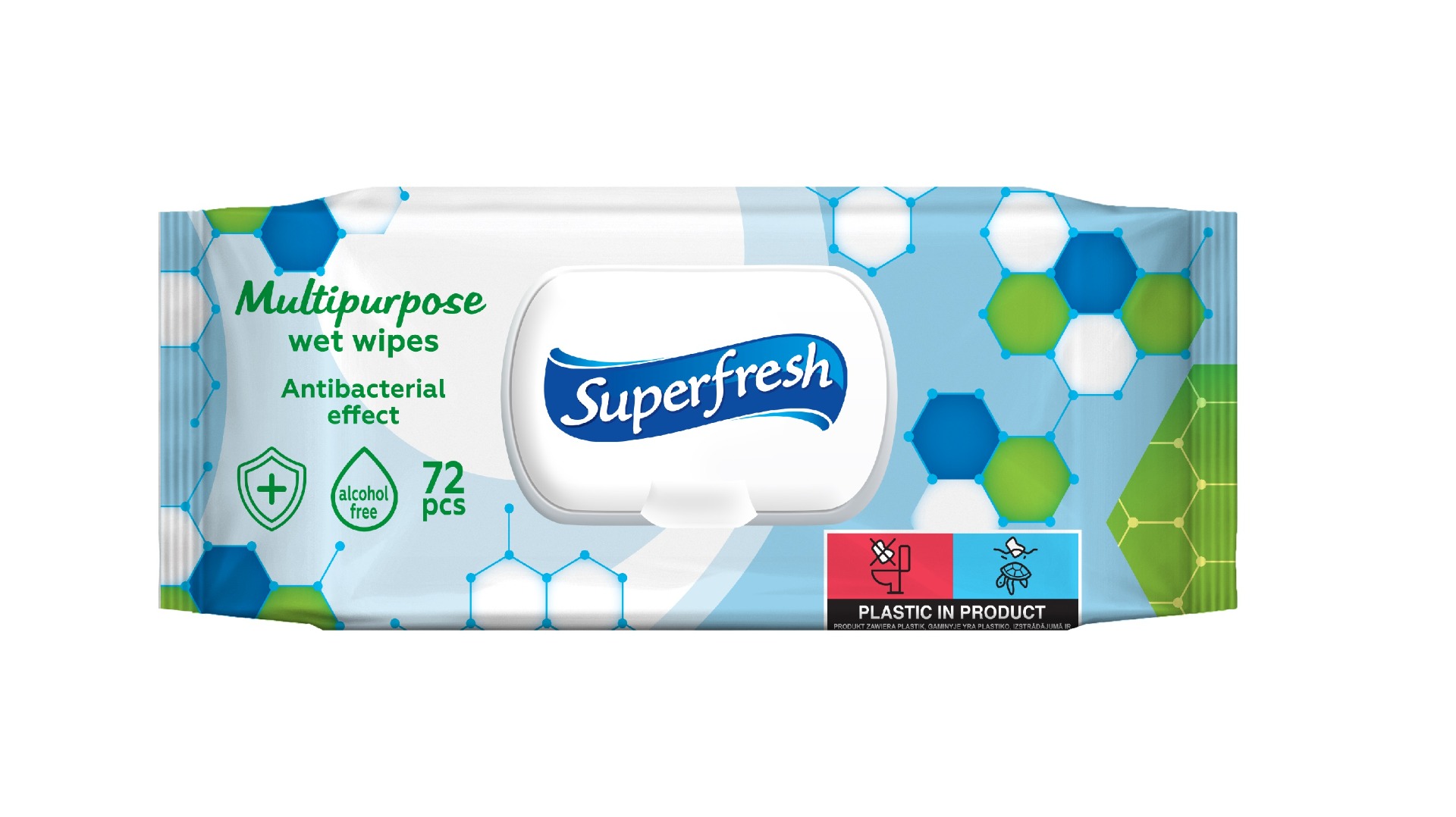 Șervețele umede antibacteriene Superfresh cu clips 72 buc