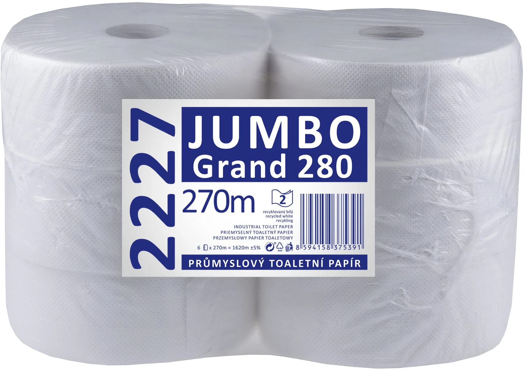 Linteo JUMBO Grand 280 2 straturi alb reciclat, 270 m (6 buc)