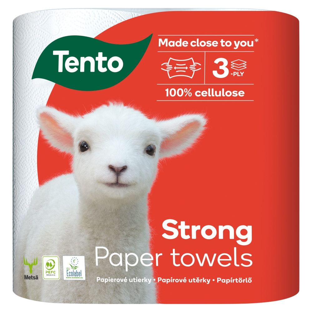 TENTO Aceste prosoape de hârtie de bucătărie extra puternice, cu 3 straturi, 2× 17 m, 2 role