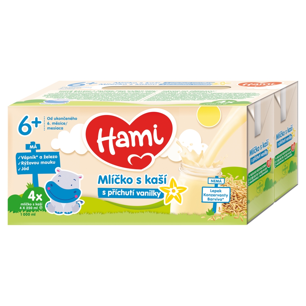 Lapte HAMI cu terci (4x250ml/pachet) vanilie