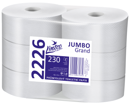 Linteo Hârtie JUMBO Grand 230, 2 straturi, albă, reciclată, 190 m (6 buc.)