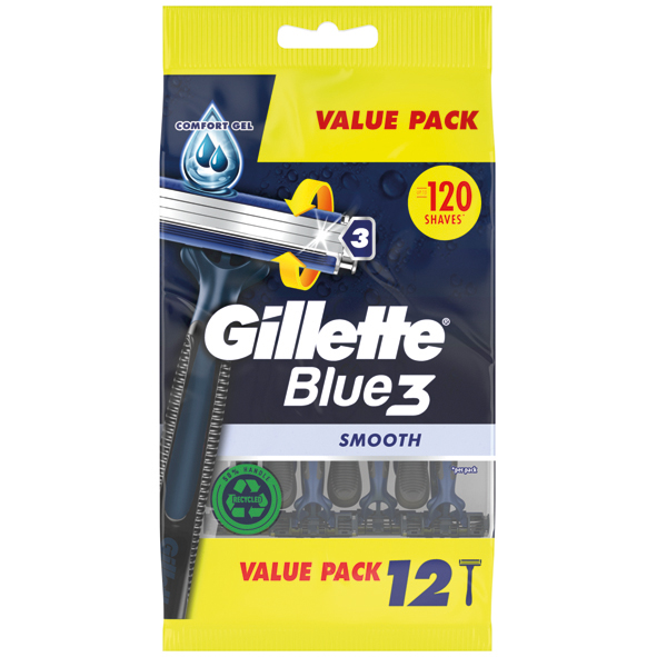 Lame de ras Gillette Blue3 de unică folosință, 12 buc., Smooth