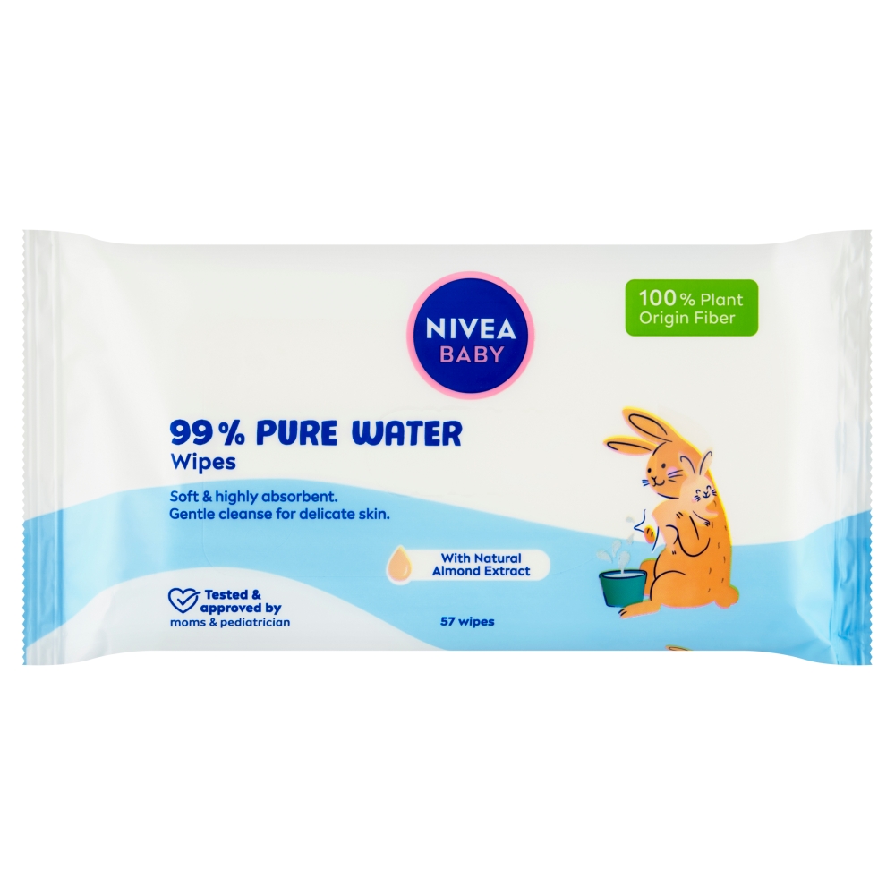 Șervețele umede Nivea pentru bebeluși (57 buc/folie) 99% apă pură