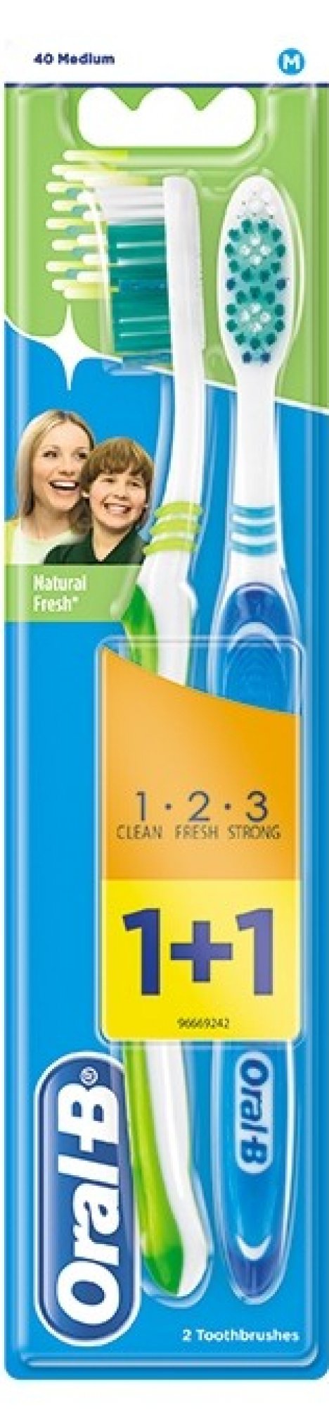 Periuță de dinți Oral-B 3-effect Natural Fresh medie 2 bucăți