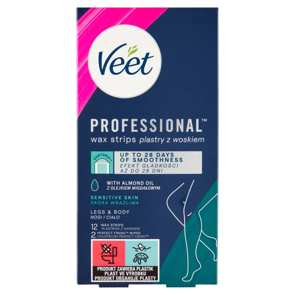 RB (Hygiene Home) Czech Republic Benzi depilatoare Veet cu ceară rece, 16 buc., pentru piele sensibilă, DUPĂ EXPIRARE