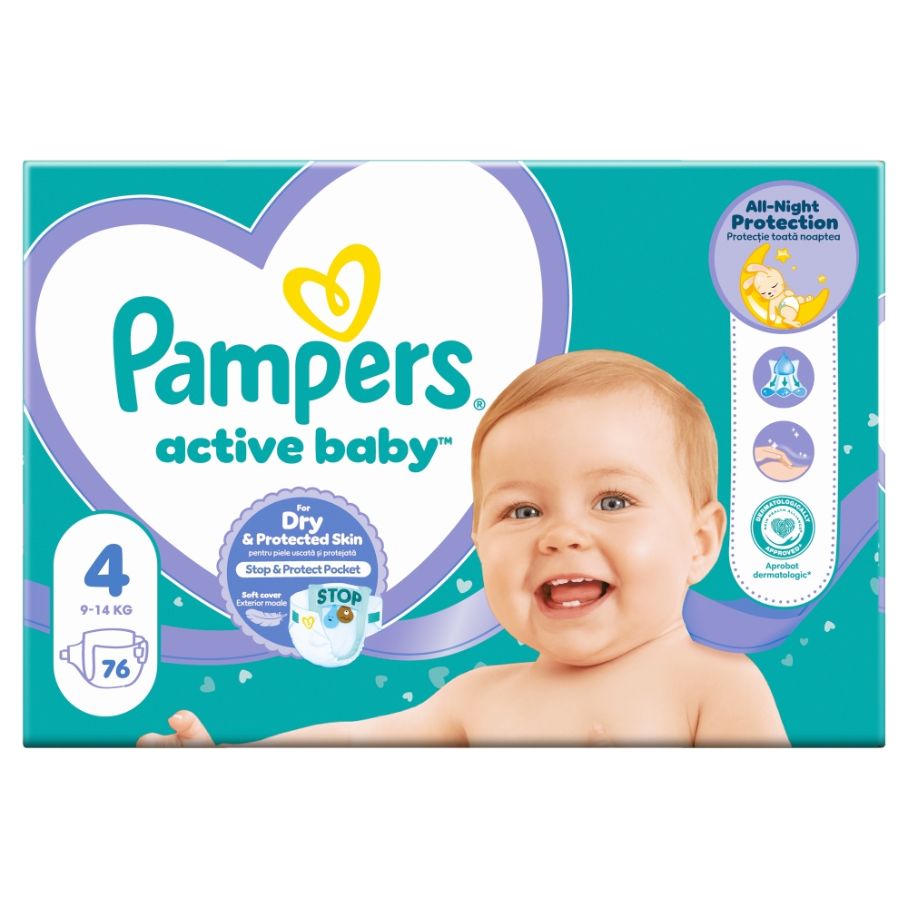 Pampers Active Baby Giant Pack mărimea 4 76 buc