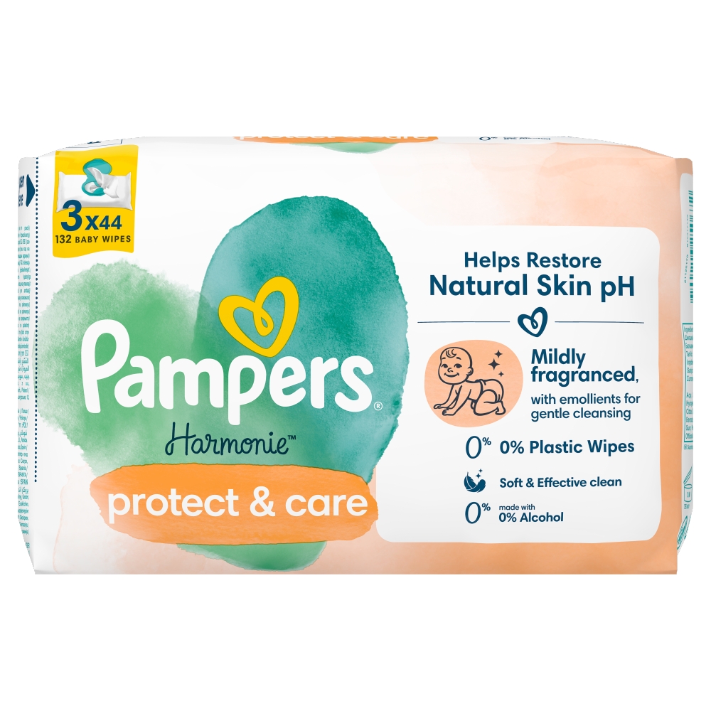 Șervețele umede Pampers (3x44 buc/folie) cu ulei de cocos