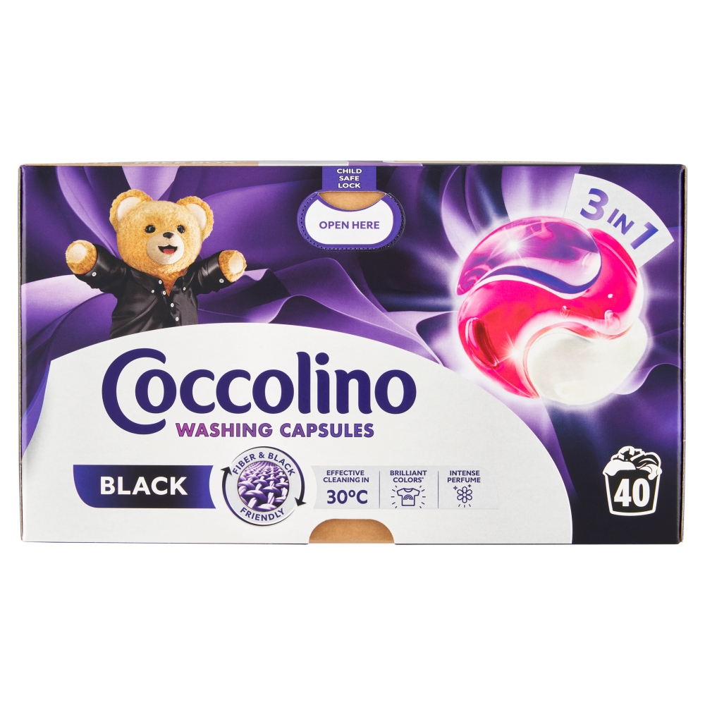Capsule gel Coccolino Care Black 3 în 1 40 buc 40 capsule pentru rufe închise la culoare