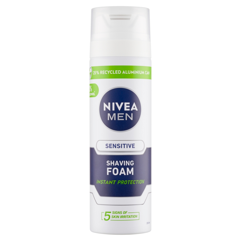 Beiersdorf Spumă de ras Nivea Men Sensitive pentru piele uscată și sensibilă, 200 ml