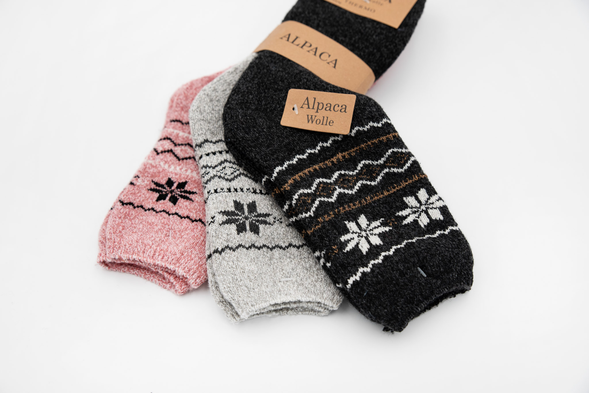 Șosete calde cu model din alpaca pentru bărbați, 3 perechi, mărime: 39-43