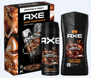Set cadou Axe pentru bărbați DARK TEMPATION (spray deodorant 150ml + Gel de duș 250ml)