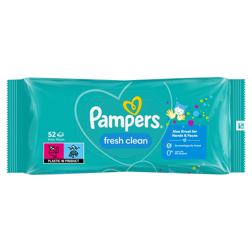 Procter & Gamble Șervețele umede Pampers pentru bebeluși, 52 buc., Fresh Clean