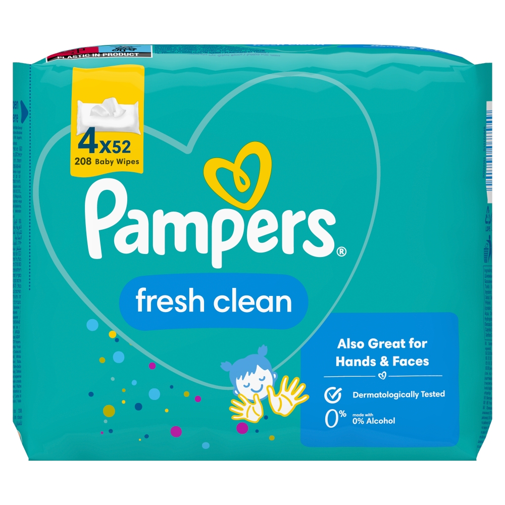 Șervețele umede Pampers Fresh Clean pentru bebeluși 4 x 52 buc
