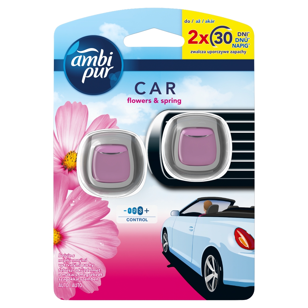 Parfum auto Ambi Pur Car 2x2ml flori și primăvară