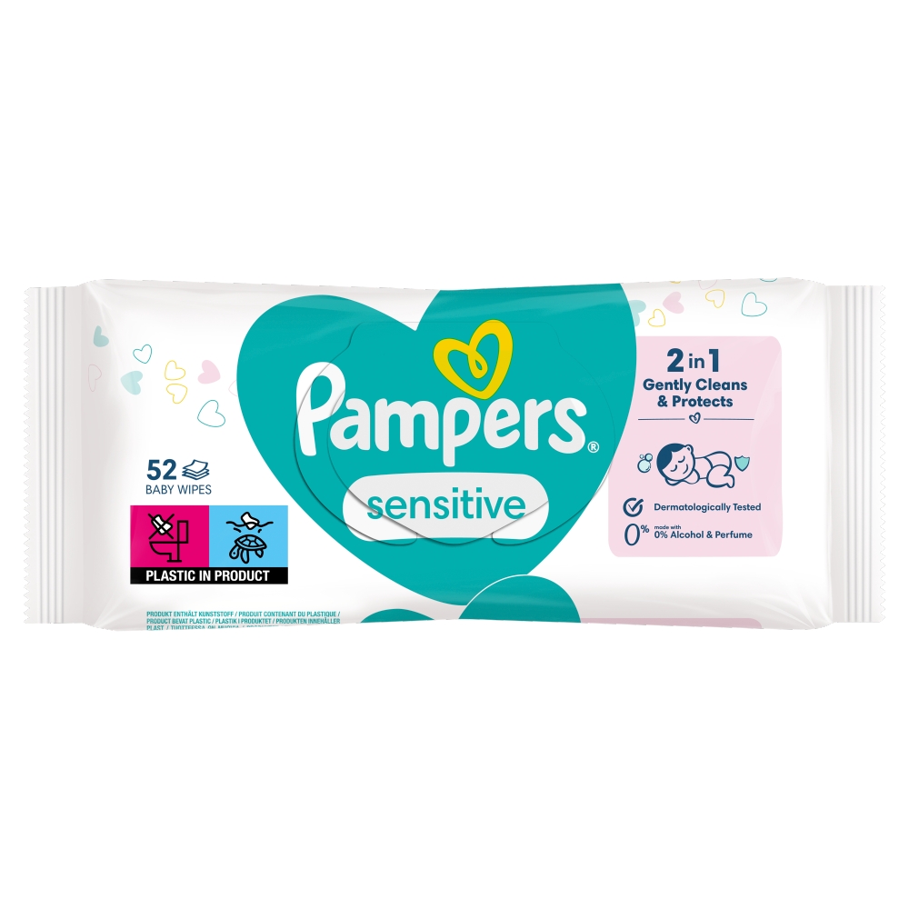 Procter & Gamble Șervețele umede Pampers pentru bebeluși, 52 buc., Sensive