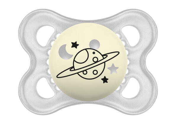 MAM PACIFIER NIGHT 0+, gri/planetă