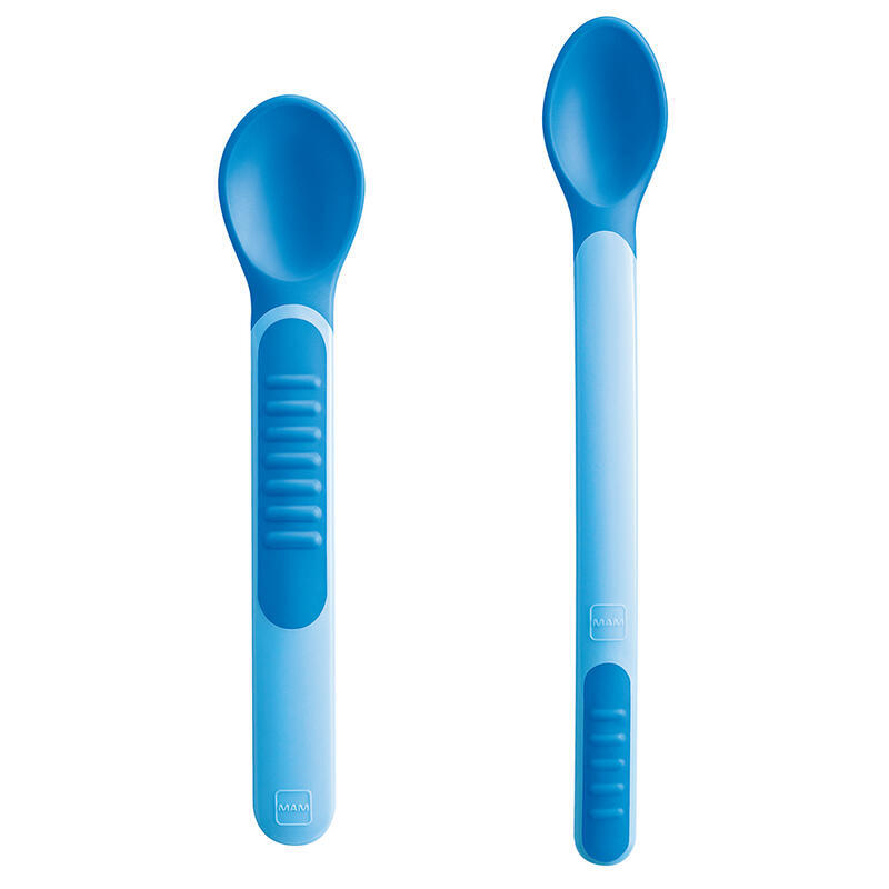 Lingurițe și husă MAM SPOONS pentru hrănire 6+, albastre