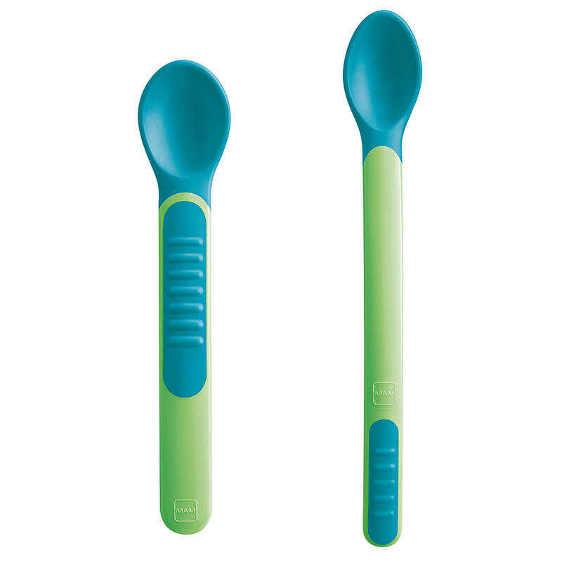 Lingurițe și husă MAM SPOONS pentru hrănire 6+, verde
