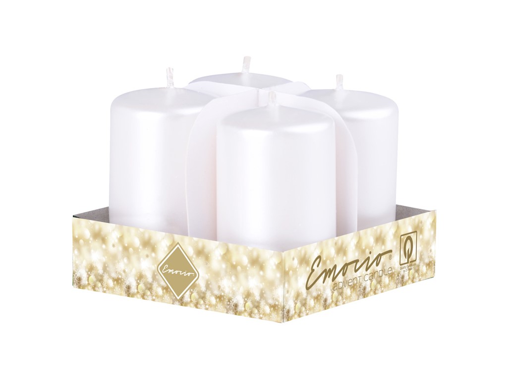 Lumânări cilindrice Emocio Advent 4 buc 38x60 perle