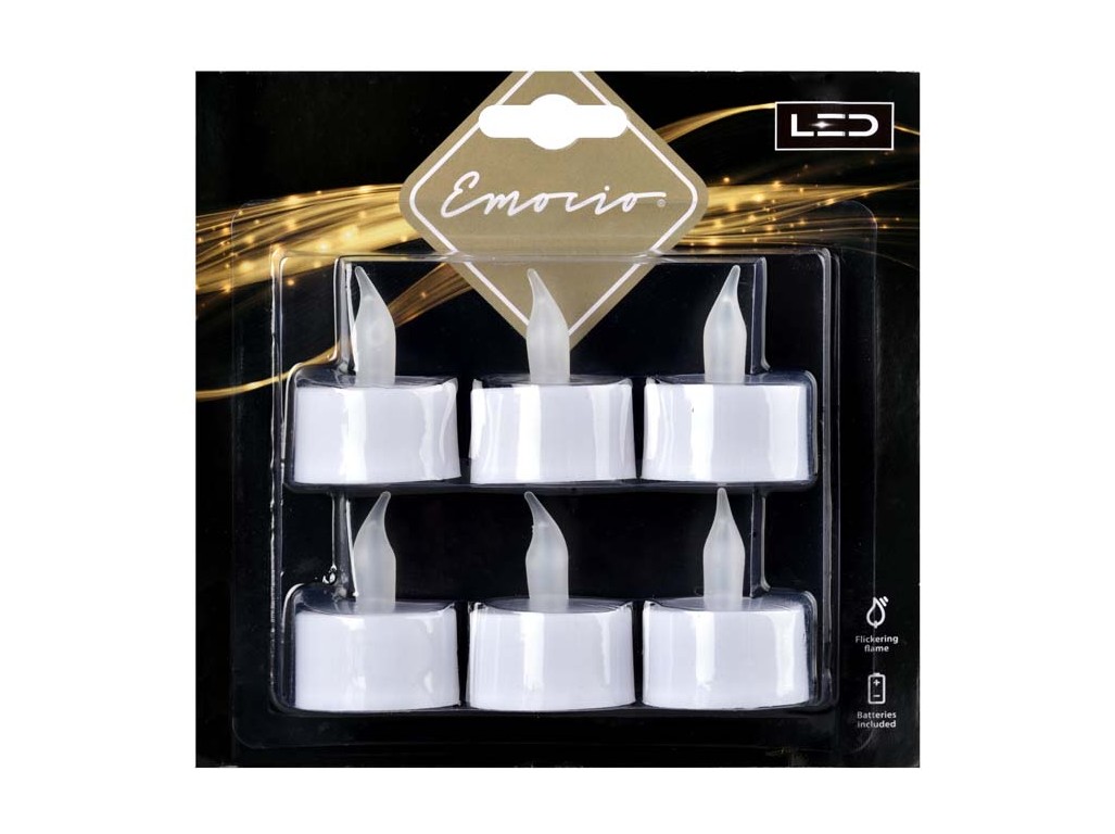 Lumânări tip pastilă cu LED Emocio, 6 bucăți
