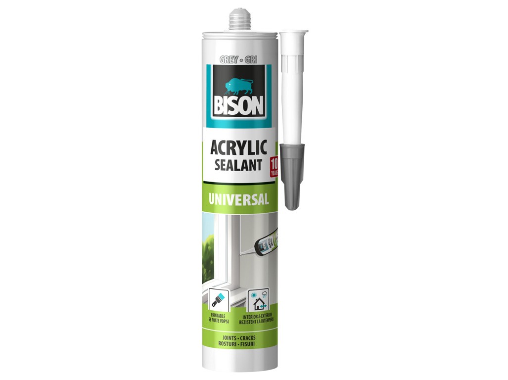 Chit monocomponent BISON ACRIL UNIVERSAL GRI 300 ml