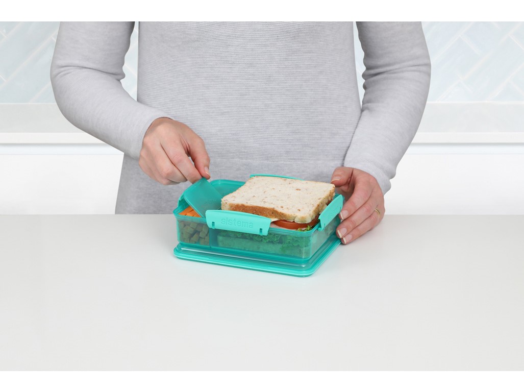 Cutie de gustări Sistema Lunch Snack Attack Duo cu 2 compartimente separate 975 ml, mix