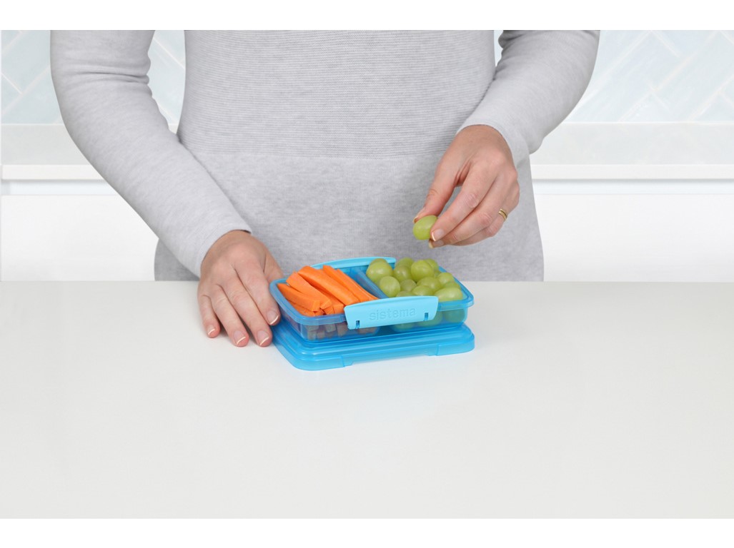 Cutie de prânz Sistema Lunch Small Split cu 2 compartimente, 350 ml, culori mixte