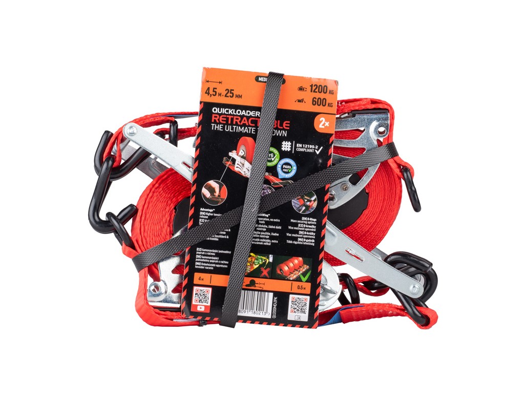 Încărcător retractabil QUICKLOADER® 1200 kg • 4,5 m x 25 mm • Pachet de 2
