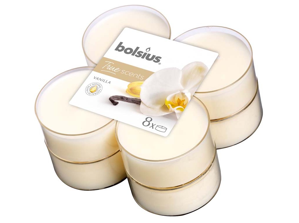 Lumânări parfumate Bolsius Aromatic 2.0 Maxi, 8 buc., Vanilie