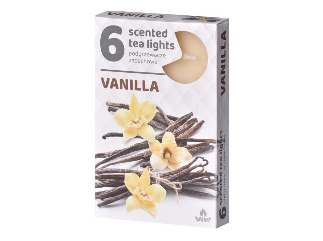 Lumânări parfumate tip pastilă, 6 buc., Vanilie