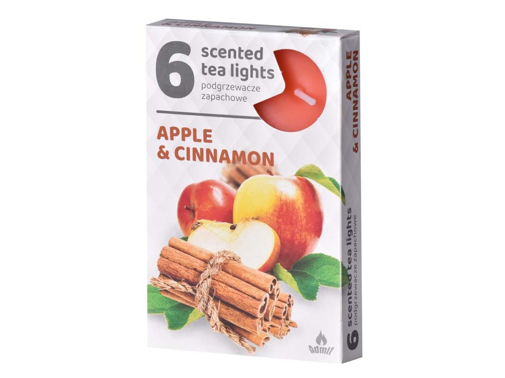 Lumânări parfumate tip tealight, 6 buc., Măr și Scorțișoară
