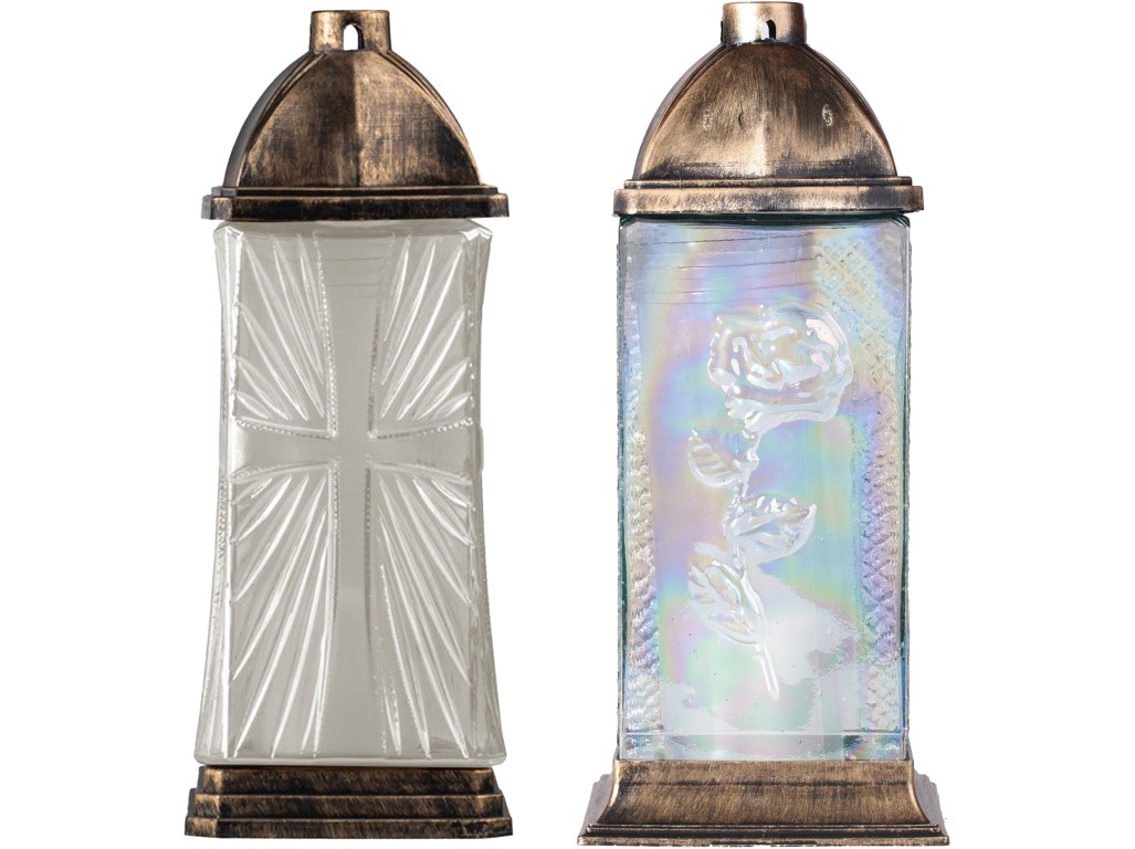 Inserție de sticlă pentru cimitir 34 cm 120g 45h. Cruce transparentă