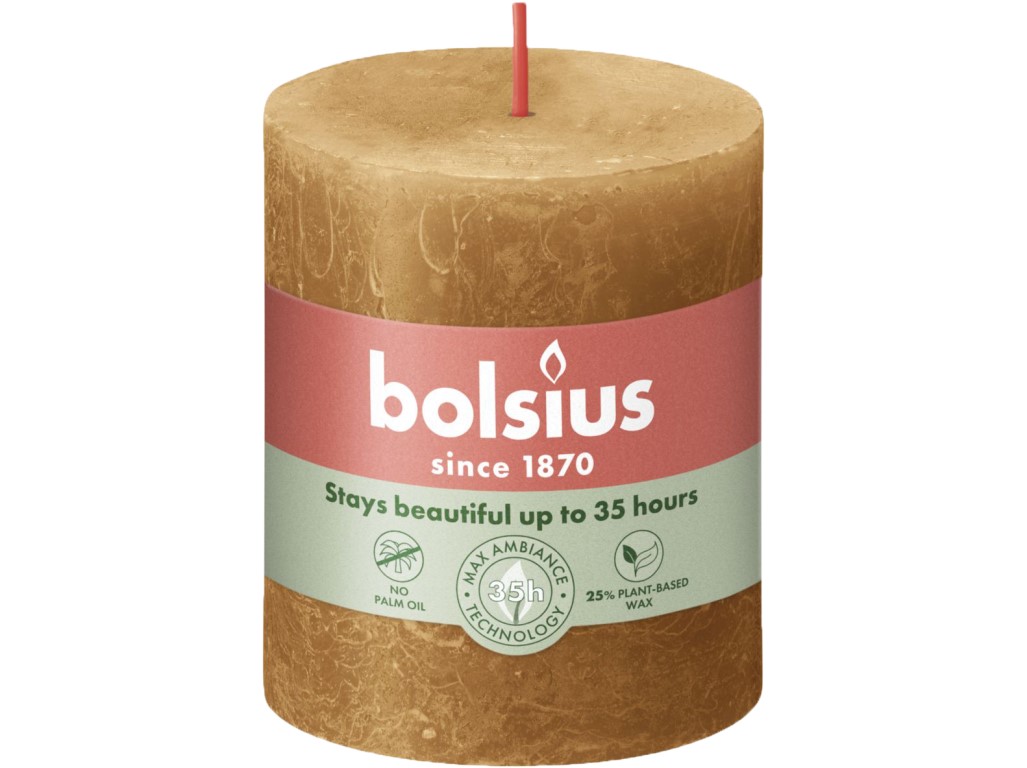 Rolă Bolsius Rustic Shine 68x130 mm – Spice Brown (maro)