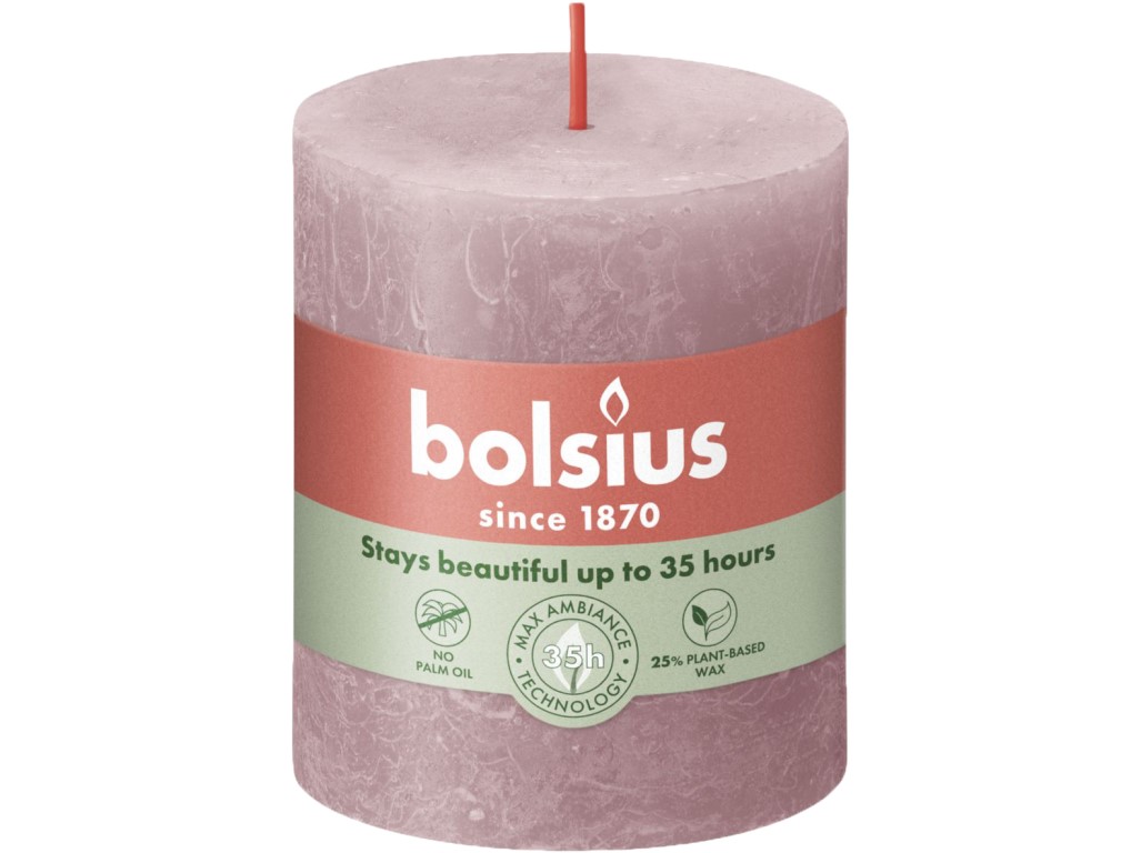 Bolsius Rustic Shine Roller 68×80 mm – Frasin trandafir (roz)