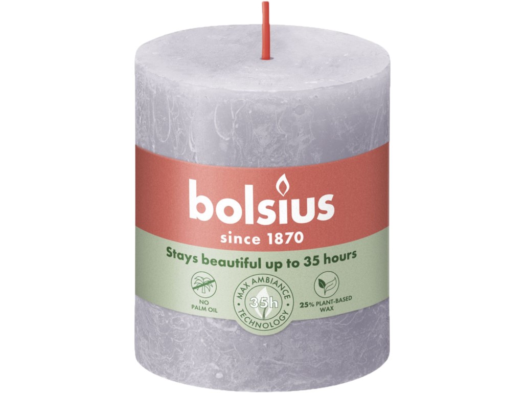 Cilindru Bolsius Rustic Shine 68×80 mm – Lavandă înghețată (violet)