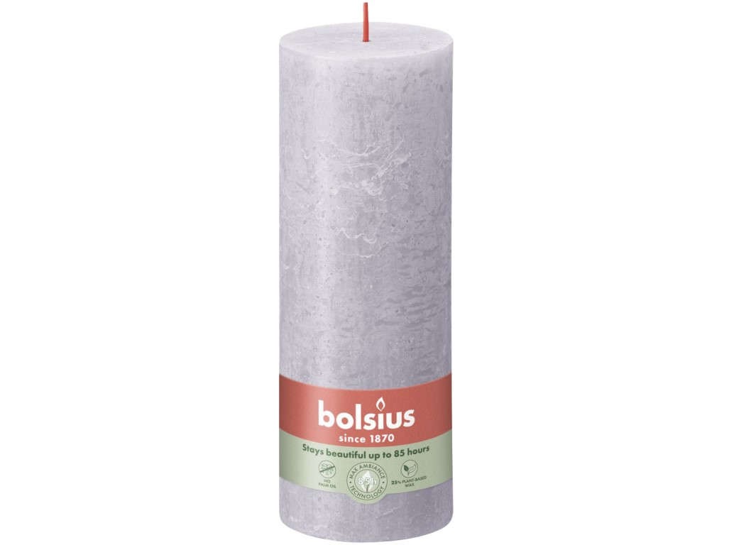 Cilindru Bolsius Rustic Shine 68×190 mm – Lavandă înghețată (violet)