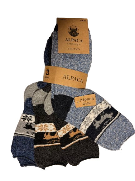 Șosete calde cu model din alpaca pentru bărbați, 3 perechi, mărimea 40-43